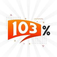 103 rabatt marknadsföring baner befordran. 103 procent försäljning PR design. vektor