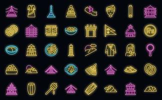 kathmandu ikoner uppsättning vektor neon