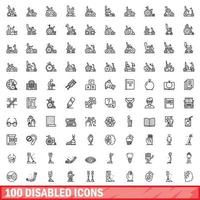 100 deaktivierte Symbole gesetzt, Umrissstil vektor