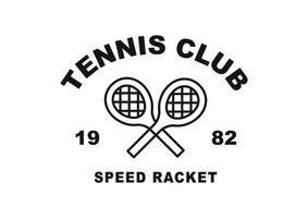 Logo des Tennisclubs. zwei Tennisschläger sind gekreuzt und um sie herum geschrieben. vektor