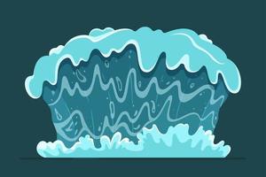 vektorabbildung isolierter tsunami. große blaue Ozeanwelle flach. Naturkatastrophe. Konzept auf blauem Hintergrund. vektor