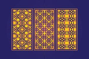 islamische dekorative lasergeschnittene plattenschablone mit abstrakter geometrischer textur und floralem laser vektor