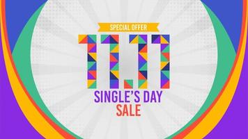 11.11 Singles Day Sale, Shopping Day Sale Vektor Hintergrund Illustration für Banner, Poster, Social Media Feed