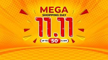 11.11 Singles Day Sale, Shopping Day Sale Vektor Hintergrund Illustration für Banner, Poster, Social Media Feed