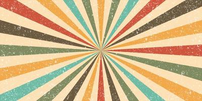 Sunburst Retro-Farben Hintergrund, Vintage-Hintergrund zum Malen von Innenabdeckungstapeten mit Grunge-Textur, abstrakter geometrischer Hintergrund vektor