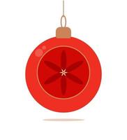 weihnachtsspielzeug - roter ball mit goldelementen, ausgeschnittene vektorillustration, für bildschirm- oder druckfeiertagsdesign für karte, banner, grußkarte vektor