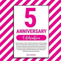5 år årsdag firande design, på rosa rand bakgrund vektor illustration. eps10 vektor