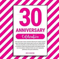 30 år årsdag firande design, på rosa rand bakgrund vektor illustration. eps10 vektor