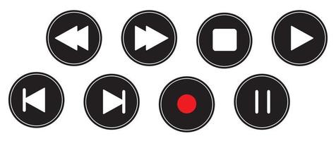 Acht Musik- und Video-Player-Navigationsschaltflächen-Icon-Design-Set Navigationsvektor-Illustrator eps 10 vektor