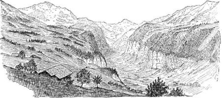 lauterbrunnen, årgång illustration. vektor