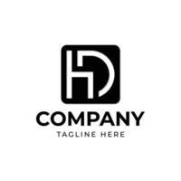 kreatives, professionelles, trendiges HD-HC-Logo-Design in Schwarz-Weiß-Farbe, anfängliches Alphabet-Symbol-Logo vektor