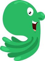 Happy Green Octopus, Illustration, Vektor auf weißem Hintergrund