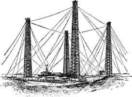 trådlös telegraf station, årgång illustration. vektor