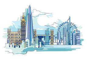 Vektorillustration Shard och London Skyline vektor