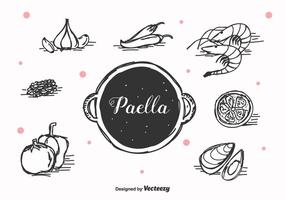 Hand gezeichnet Paella Vektor
