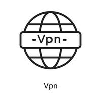 vpn vektor översikt ikon design illustration. moln datoranvändning symbol på vit bakgrund eps 10 fil