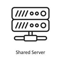 delad server vektor översikt ikon design illustration. moln datoranvändning symbol på vit bakgrund eps 10 fil