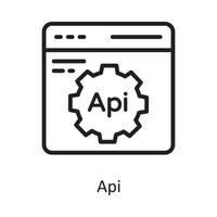 api vektor översikt ikon design illustration. moln datoranvändning symbol på vit bakgrund eps 10 fil