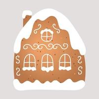 Semester pepparkaka kaka i form av hus med vit glasyr. vektor illustration i platt stil