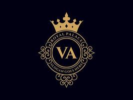 brev va antik kunglig lyx victorian logotyp med dekorativ ram. vektor