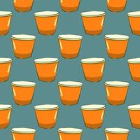 Tasse Kaffee, nahtloses Muster auf mintgrünem Hintergrund. vektor