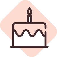 födelsedag kaka ikon, illustration, vektor på en vit bakgrund.
