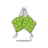 Ketupat. Reisknödel Lebensmittel-Vektor-Illustration. geeignet für islamische grüße, eid mubarak traditionelles essen, ramadan-essen. vektor