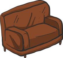 braune Couch, Illustration, Vektor auf weißem Hintergrund