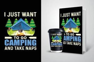 jag bara vilja till gå camping t-shirt design vektor