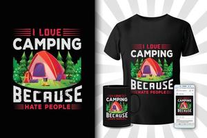 Ich liebe Camping-T-Shirt-Design vektor