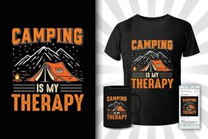 camping är min terapi t-shirt design vektor