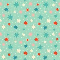 retro-sterne und schneeflocken weihnachten nahtloses muster. Pastellblau, -rosa und -cremesternwinterferien-Geschenkverpackungsentwurf. vektor