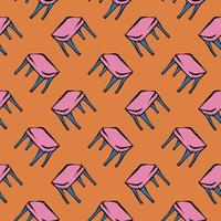 små rosa stolar, sömlösa mönster på orange bakgrund. vektor
