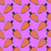 orange morötter, sömlös mönster på violett bakgrund. vektor