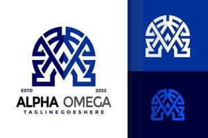 alfa omega logotyp design, varumärke identitet logotyper vektor, modern logotyp, logotyp mönster vektor illustration mall
