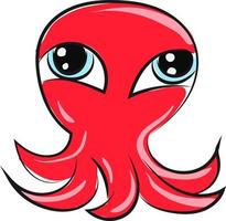 roter Oktopus, Illustration, Vektor auf weißem Hintergrund