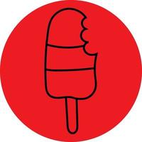 süßes rotes Eis am Stiel, Symbolabbildung, Vektor auf weißem Hintergrund