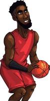 Basketballspieler in einem roten Trikot, Illustration, Vektor auf weißem Hintergrund.