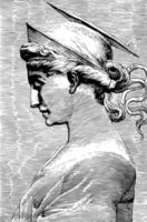 Saint Cecilia ist ein Basrelief oder eine Skulptur der Heiligen Cecilia, Vintage-Gravur. vektor