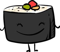 Happy Sushi-Rolle, Illustration, Vektor auf weißem Hintergrund