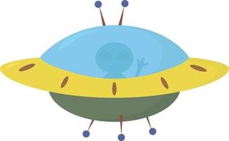 UFO med utomjording, illustration, vektor på vit bakgrund