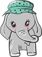 elefant med hatt, illustration, vektor på vit bakgrund