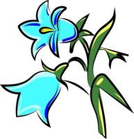 blå blommor, illustration, vektor på vit bakgrund.