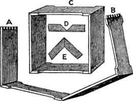 Holzkiste zum Aufbewahren von Wabenhonig, Vintage-Illustration. vektor