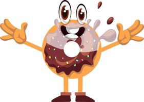 Happy Donut, Illustration, Vektor auf weißem Hintergrund.