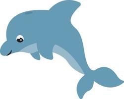 söt blå delfin, illustration, vektor på vit bakgrund.