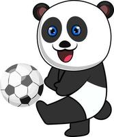 Panda mit Fußball, Illustration, Vektor auf weißem Hintergrund.