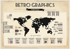 Retro världskarta vektor