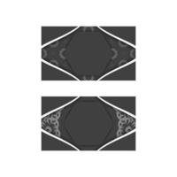 schwarze visitenkarte mit abstrakter weißer verzierung für ihre marke. vektor