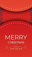 frohe weihnachten und ein gutes neues jahr rot flyer vorlage mit vintage burgunder ornament vektor